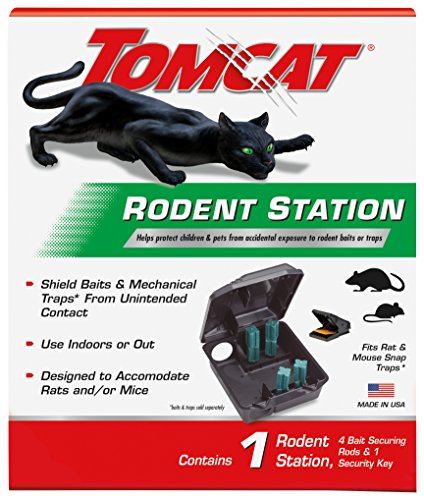 Tomcat Rodent Station, Includes 1 Rodent Station with 4 Bait Securing Rods and 1 Security Key - Fits Rat or Mouse Sized Traps (Baits & Traps Sold Separately) - Use Indoors or Outdoors