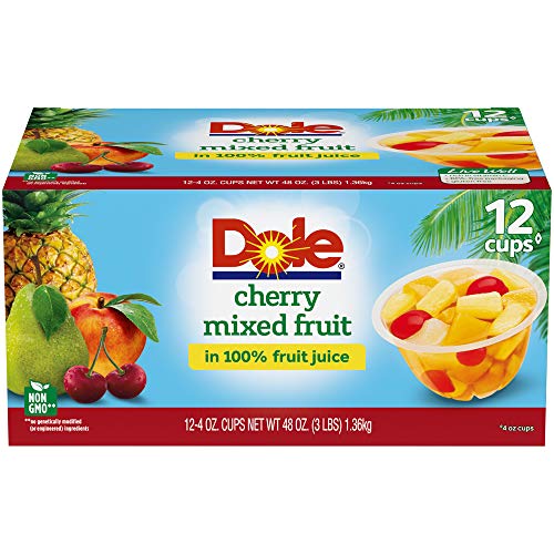 DOLE FRUIT BOWLS, Cherry Mixed Fruit in 100% Fruit Juice, 4 Ounce (12 Count (Pack of 1))