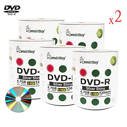 Smart Buy 1000 Pack DVD-r 4.7gb 16x Shiny Silver Blank Data Video Movie Recordable Media Disc, 1000 Disc 1000pk