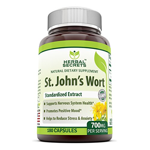 Herbal Secrets St. John's Wort 700 Mg 180 Capsules (Non-GMO) - Supports Feelings of Calm and Relaxation* Helps Maintain a Positive Mood*