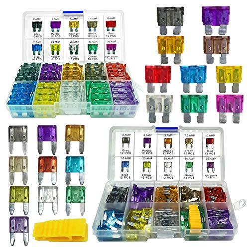 220PCS Car Blade Fuses Assortment Kit - MuHize Automotive Standard & Mini (2A/3A/5A/7.5A/10A/15A/20A/25A/30A/35A) Assorted Fuse with Puller Tool, Replacement Car RV SUV Truck Camper Fuses