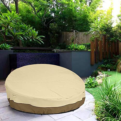 I-GIFT 90' Heavy Duty 420D Waterproof Daybed Cover Outdoor Round Canopy Day Bed Sofa Cover Patio Furniture Cover UV Weather Resistant