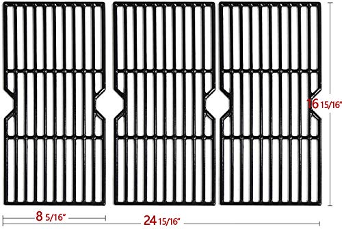 Hongso 16 15/16' Porcelain Coated Cast Iron Grill Grates Cooking Grid Replacement for Charbroil Advantage 463343015, 463344015, 463344116, Kenmore, Broil King Gas Grill, G467-0002-W1, 3-Pack, (PCF123)