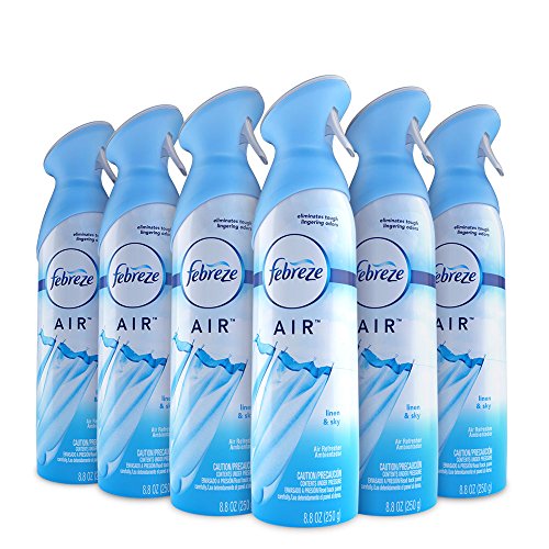 Febreze Air Freshener and Odor Spray, Linen & Sky Scent, 8.8 Oz, 6 Pack
