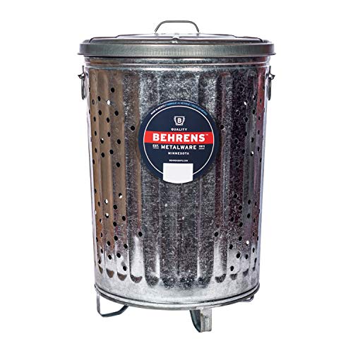 Behrens Manufacturing B907P Galvanized Composter Steel Trash Can for Garden and Yard Waste Hot-Dipped, 20-Gallon, Silver