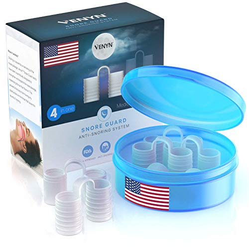 Venyn Set of 4 Nose Vents to Ease Breathing - Anti Snoring - No Side Effects - Advanced Design - Reusable - Includes Travel Case
