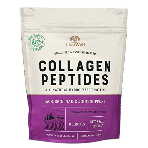 Collagen Peptides - Hair, Skin, Nail, and Joint Support - Type I & III Collagen - All-Natural Hydrolized Protein - 41 Servings - 16oz (Packaging May Vary)