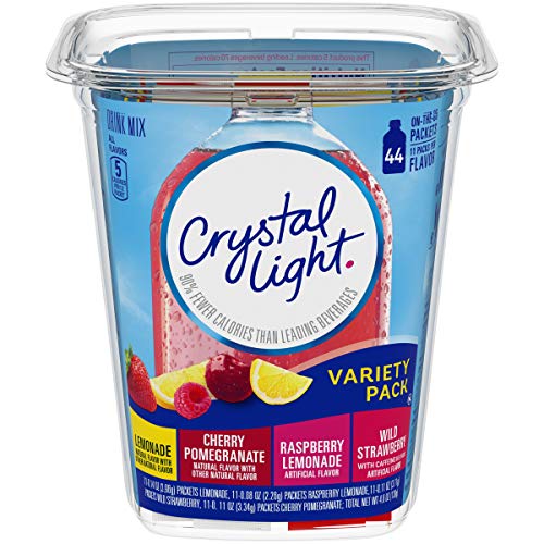 Crystal Light Lemonade, Raspberry Lemonade, Wild Strawberry & Cherry Pomegranate Variety Pack Drink Mix (44 On-the-Go Packets)