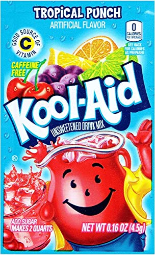 Kool-Aid Tropical Punch Unsweetened Soft Drink Mix, 0.16-Ounce Envelopes (Pack of 48)