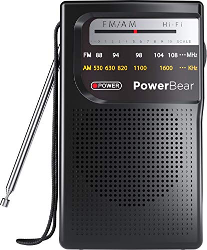 PowerBear Portable Radio | AM/FM, Battery Operated, Long Range (Black)