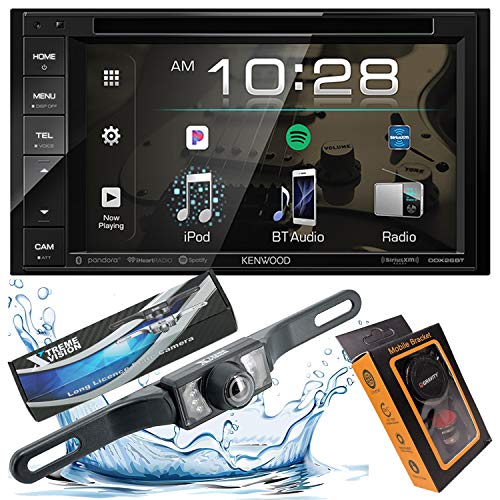 Kenwood DDX26BT Double DIN SiriusXM Ready Bluetooth in-Dash DVD/CD/AM/FM Car Stereo Receiver w/ 6.2' Touchscreen + XV Bar Style Backup Camera + Gravity Magnet Phone Holder