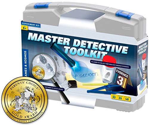 Thames & Kosmos Master Detective Toolkit | Forensic Science Experiment Kit | Fingerprints, Footprints, Tire Tracks | 32-Page, Full-Color Experiment Story Book | Parents' Choice Gold Award Winner