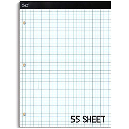 Mr. Pen- Graph Paper, Grid Paper Pad, 4x4 (4 Squares per inch), 8.5'x11', 55 Sheets, 3-Hole Punched, Grid Paper, Graph Paper Pad, Graphing Paper, Computation Pads, Drafting Paper, Blueprint Paper