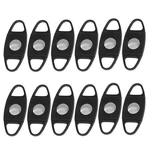 Cigar Cutter, CGBOOM Portable Double Stainless Steel Blade Cigar Clippers Tool with Plastic Handle, Sharp and Easy to Cut, 12 Pack Cigar Punch, Black