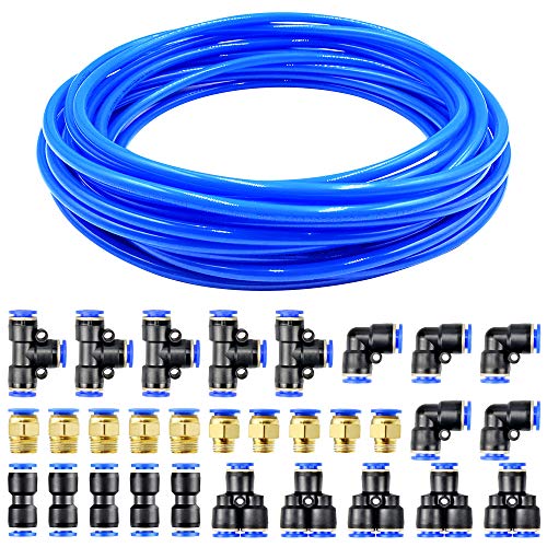 Tailonz Pneumatic Blue 8mm or 5/16 OD 5mm ID Polyurethane PU Air Hose Pipe Tube Kit 32 Meter 100ft