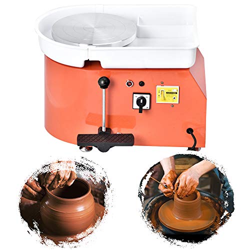 SEAAN Electric Pottery Wheel Machine 25CM Pottery Throwing Ceramic Machine Ceramic DIY Clay Tool for Ceramic Work Art Clay with 10 Pcs Clay Sculpting Tools, Foot Pedal