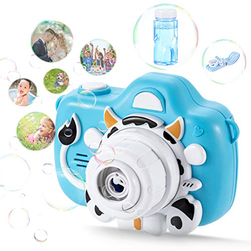 Bubble Machine Kids Bubble Maker - Automatic Camera Bubble Blower, Portable Bubble Toys with Colorful Light, Toys with bubble solution, Birthday Gift Party Favors for Kids Summer Indoor Outdoor