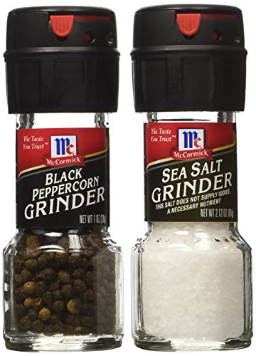 Seasoning Bundle - 2 Items: McCormick's Sea Salt Grinder 2.12 Oz. and McCormick's Black Peppercorn Grinder 1.0 Oz.
