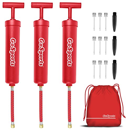 GoSports Sports Ball Pump 3 Pack with Needles & Storage Bag