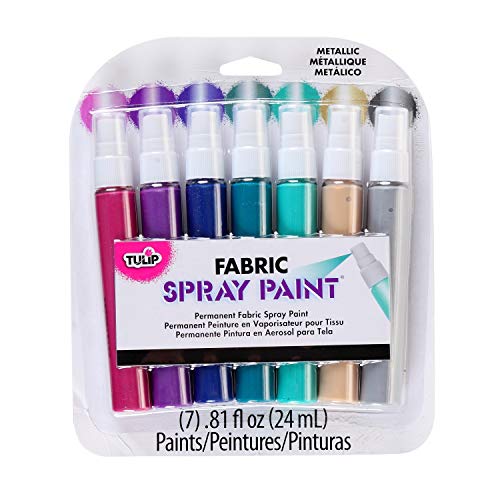 Tulip Permanent Fabric Spray Paint, 7 Pack, Metallic, Nontoxic, Non-Aerosol