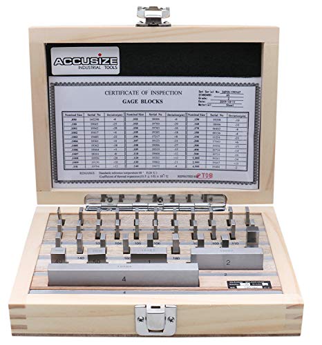 Accusize Industrial Tools 36 Pc Steel Gage Block Set, Grade As-2 Asme B89.1.9-2002, with Mfg Certificate, 0036-6001
