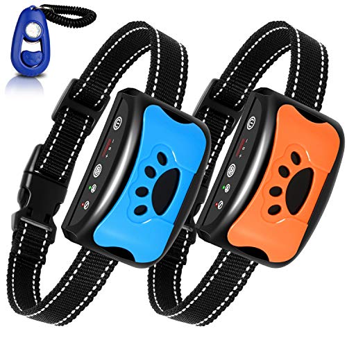 BATVOX Bark Collar 2 Pack Rechargeable No Harm Dog Barking Collar with Vibration, Sound and No Shock for Small Medium Large Dogs (2020 Upgraded)