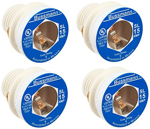 Bussmann SL-15 Low Voltage Medium Duty Time Delay Plug Fuse, 125 Vac, 15 A, 10 Ka