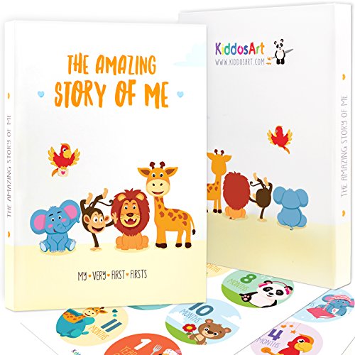 Limited Promo: The Amazing Baby Memory Book by KiddosArt. Keepsake Journal | Scrapbook | Photo Album, Record Memories and Milestones of The First 5 Years On 72 Beautiful Pages. Baby Shower Gift Set