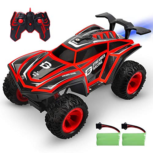 DEERC RC Cars 1/12 Scales Remote Control Car 4WD Off Road Rock Crawler,2.4GHz All Terrain Monster Truck with Rear Fog Stream 5 LED Lighting Modes,2 Battery for 40+ Min Play,Toy Car for Boys and Adults