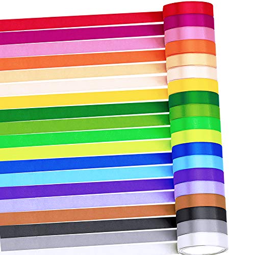 Supla 19 Rolls 19 Colors 190 Yard Satin Ribbon Rolls Satin Silk Ribbon for Crafts Gift Wrap Ribbons Fabric Ribbons Polyester Ribbon 1/2 inch Wide for Wedding Embellishment Gift Packing Craft Bows