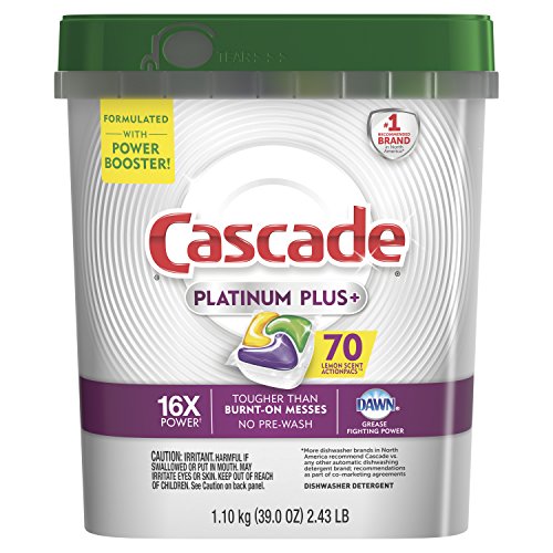 Cascade Platinum Plus Dishwasher Pods, ActionPacs Detergent, Lemon, 70 Count