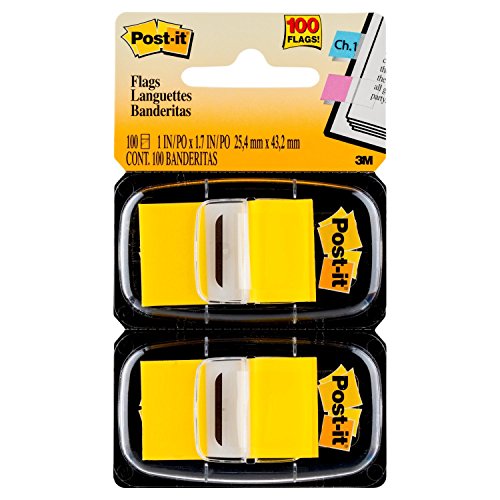 Post-it Flags, Yellow, 1-Inch Wide, 100 Flags, Use to Highlight Important Information (680-YW2)