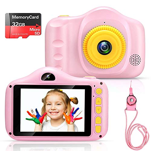 Voltenick Kids Camera for Girls Toys 3.5Inch 1080P HD Dual Lens Children Digital Cameras Birthday for Age 3-12 Year Old Girls Boys Toddlers with 32GB SD Card (Pink)