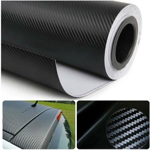 DIYAH 3D Black Carbon Fiber Film Twill Weave Vinyl Sheet Roll Wrap DIY Decals (120' X 60' / 10FT X 5FT)