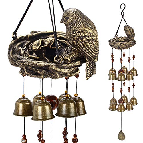 YLYYCC Brass Tube Wind Chimes Copper Bell Decoration Wind Chime Gift (12# Birds and nest Wind Chime)
