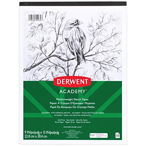 Derwent Academy Sketch Pad, Medium Weight Paper, 50 Sheets, 9' x 12' (54970)