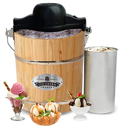 Elite Gourmet Ice Cream Maker, 4-Quart, Pine