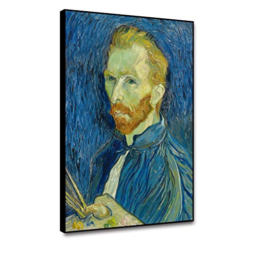 ARRMT Framed Canvas Wall Art Celebrity Van Gogh's Self Portrait Hand Painted Oil Painting for Modern Home Decoration Living Room Bedroom Bathroom Office Art Prints Wall Artwork Decor Poster 16x20inch