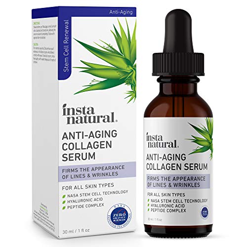 Anti Aging Peptide Complex Collagen Facial Serum - Reduces Signs of Lines & Wrinkles - Lift, Firm & Plump Skin With Hyaluronic Acid, Niacinamide, NASA Stem Cell Technology - InstaNatural - 1 oz