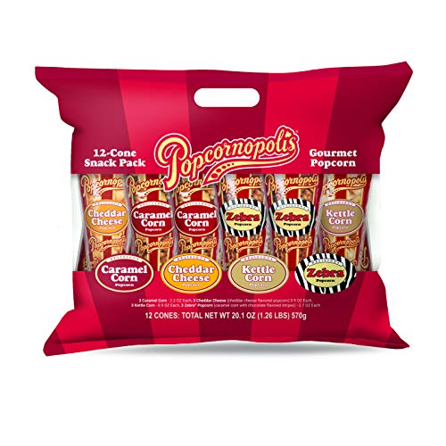 Popcornopolis Popcorn 12 Cone Snack Pack (Gift cone)