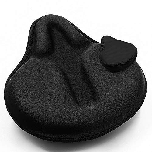 ANZOME Bike Seat Cushion, Exercise Bike Seat Cover, Wide Foam & Extra Soft Gel Bike Seat Cushion for Women Men Everyone, Fits Cruiser and Stationary Bikes, Indoor Cycling(Waterproof Case Included)