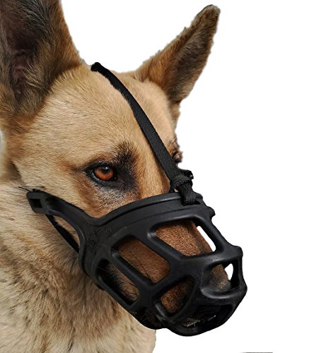 Dog Muzzle, Breathable Basket Muzzles for Small, Medium, Large and X-Large Dogs, Stop Biting, Barking and Chewing, Best for Aggressive Dogs (Large, Black)