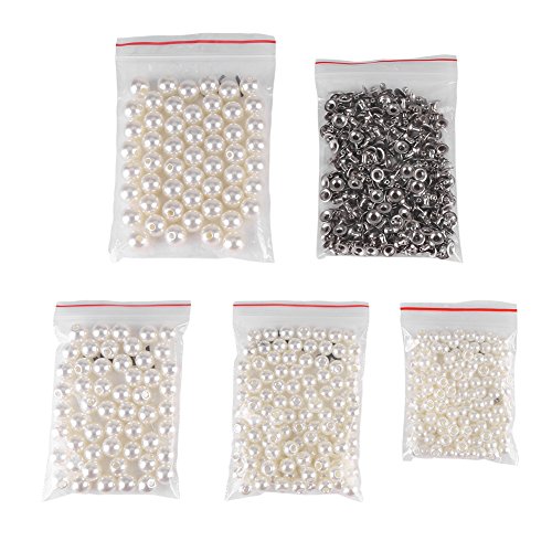 Mix Size Pearl Rivet Studs 6mm 8mm 10mm 12mm White Pearl Beads for Crafts Jeans Bags Decoration(6mm,8mm,10mm,12mm-White)