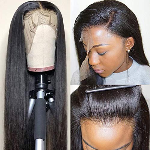 Subella 9A Straight Lace Front Wigs Human Hair (14inch) 150% Density Brazilian Human Hair Wig with Baby Hair Pre Plucked Natural Hairline Wigs for Black Women