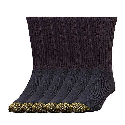 Gold Toe mens 656s Cotton Crew Multipairs athletic socks, Black (6 Pairs), Shoe Size 6-12.5 US
