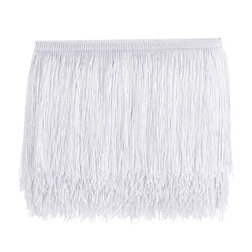 10 Yards Sewing Fringe Trim - Fringe Tassel 15cm Width for Skirt Wedding Dress Lamp Shade Decoration(White)