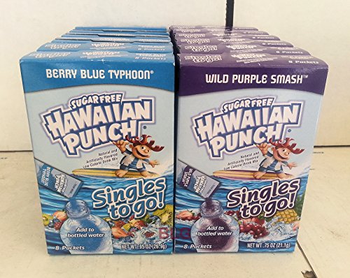 Hawaiian Punch Soft Drink Mix Combo.. 6 Berry Blue Typhoon, 6 Wild Purple Smash.. (12 Pack).. HPVagr