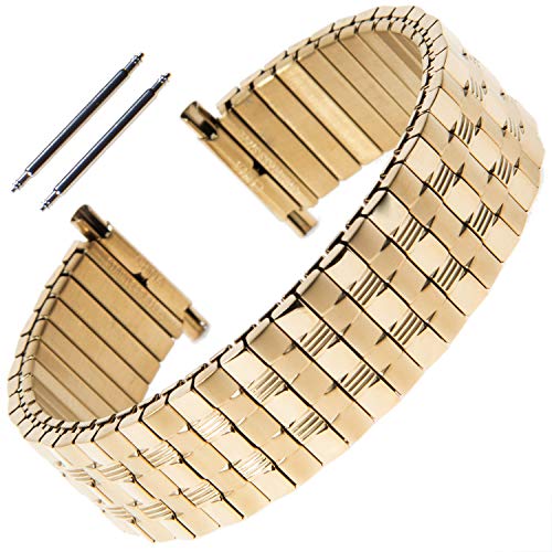 Gilden Unisex Expansion 18-22mm Extra-Long Fashion Metal Watch Band 700 (7 1/4 inches Long, Gold)