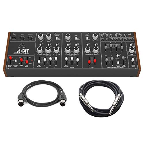Behringer CAT Legendary Paraphonic Analog Synthesizer Bundle with 10ft Instrument Cable and 5ft MIDI Cable