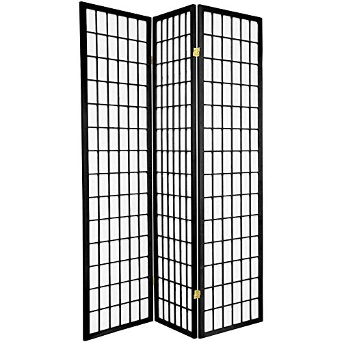 Legacy Decor 3, 4, 6, 5, 8 Panels Room Divider Screen Partition Shoji Style 6 ft Tall (Black, 3 Panel)